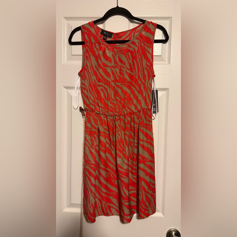 BCX Red and Tan Zebra Print Dress